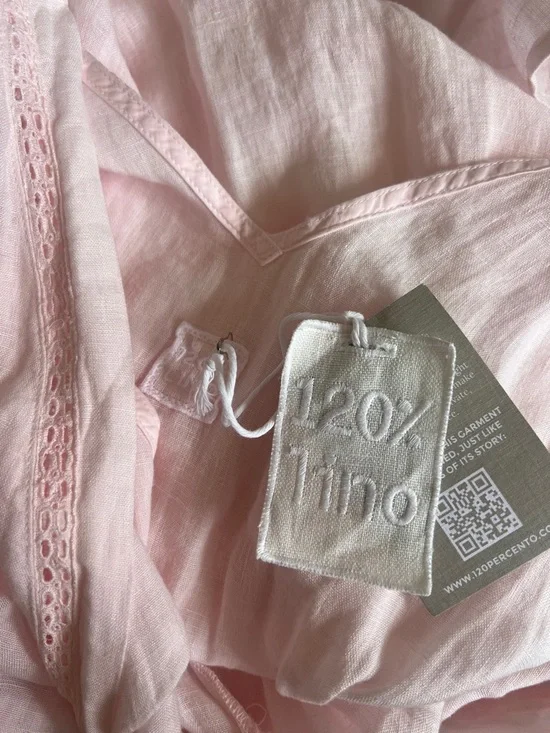 NWT 120% Lino Brand Italy pink size 44 lace v neck - Picture 11 of 11